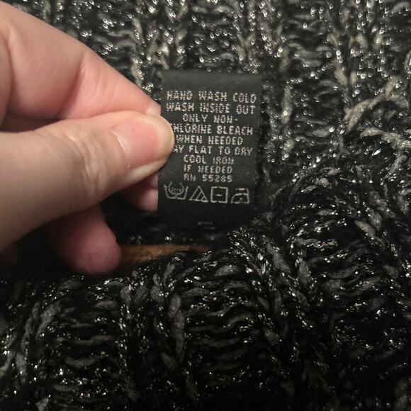 Express Women's Black Silver Metallic Marled Mock Neck Sweater Large - Picture 6 of 9